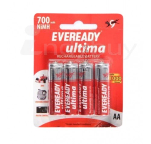 Eveready Rechargeable Battery - Ultima (AA, 700 mAh), 4 nos Pouch